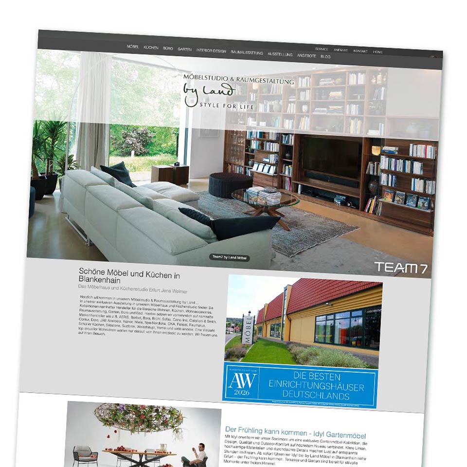 Website by Land Möbelstudio GmbH & Co.KG in Blankenhain bei 