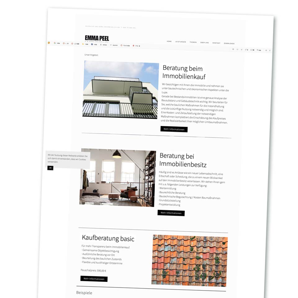 Website EMMA PEEL IMMOBILIENFRAUEN in Hamburg bei Altona