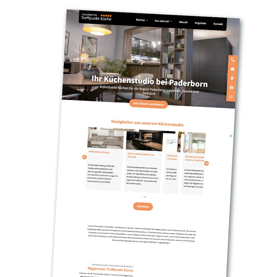 Website Treffpunkt Küche Niggemeyer in Salzkotten bei bei Paderborn