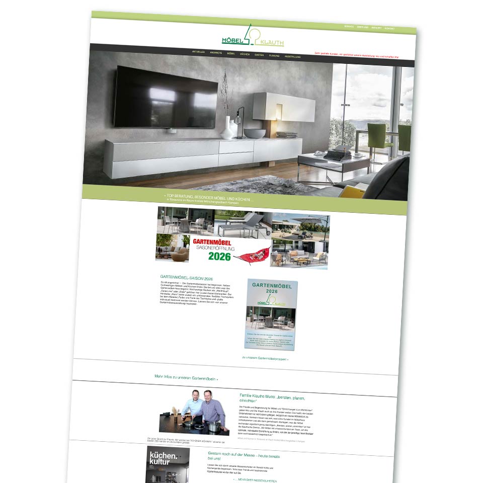 Website Möbel Klauth GmbH in Tönisvorst bei bei Krefeld Mönchengladbach Kempen Viersen