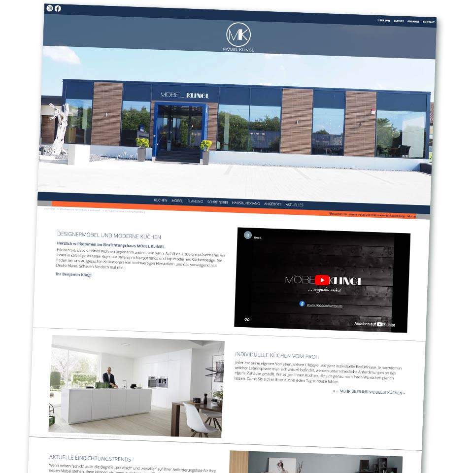 Website MÖBEL KLINGL in Mallersdorf-Pfaffenberg bei Landshut bei 