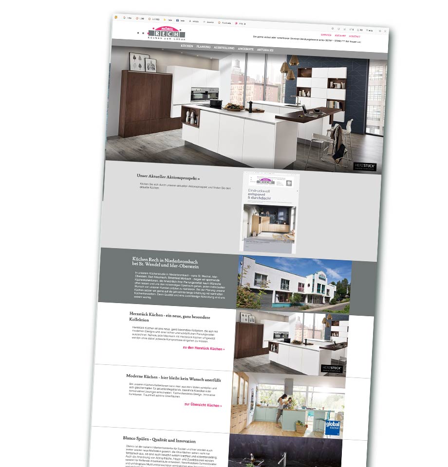 Website Möbel Rech Küchenstudio in Niederbrombach bei im Raum Idar-Oberstein – Bad Kreuznach