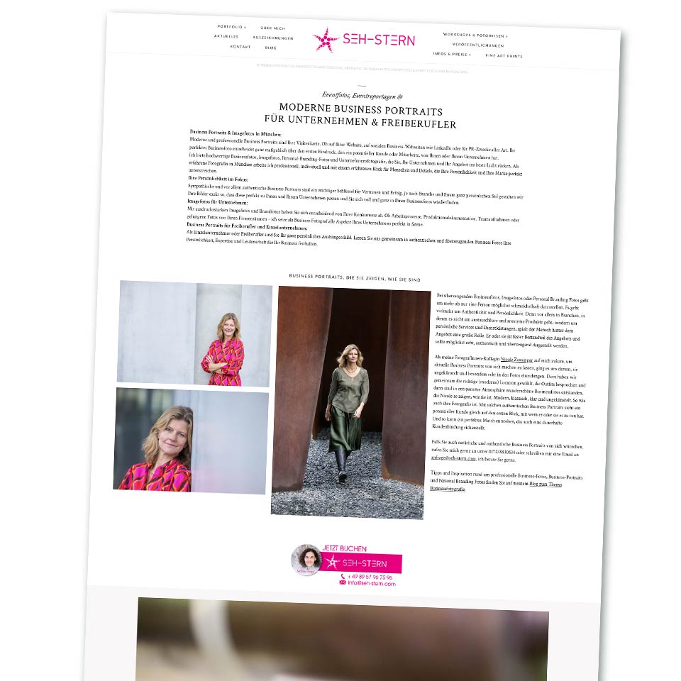 Website SEH-STERN FOTOGRAFIE in München bei 