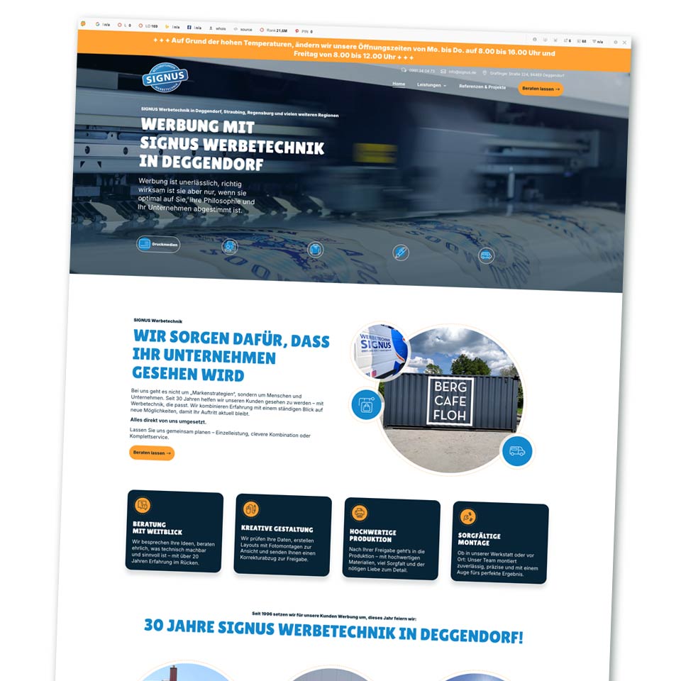 Website SIGNUS Werbetechnik in Deggendorf bei 