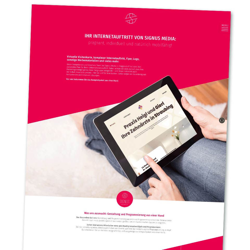 Website SIGNUS media in Deggendorf bei 